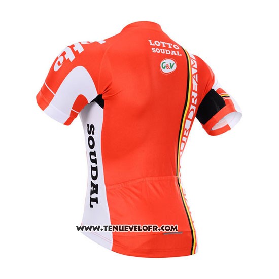 2015 Maillot Ciclismo Lotto Soudal Blanc Rouge Manches Courtes et Cuissard
